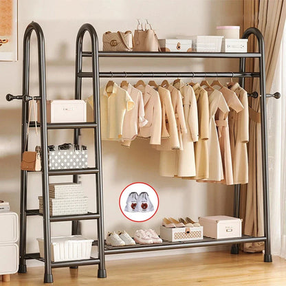 Heavy Duty Double Clothes Rail Rack Garment Hanging Stand Open Wardrobe Shelf CorbyCart