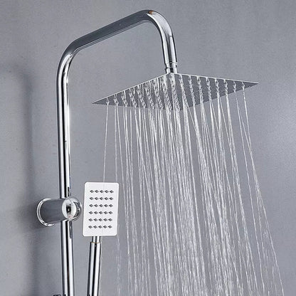 Shower Kit Twin Head 2 Mixer Shower Heads Rail Hose Riser Square Bathroom Set CorbyCart