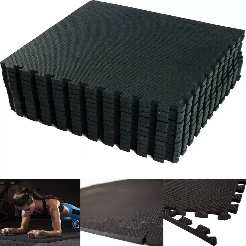 Yoga Tiles Mat Gym Thick Flooring Interlocking Floor Mats Soft Foam 60x60cm CorbyCart