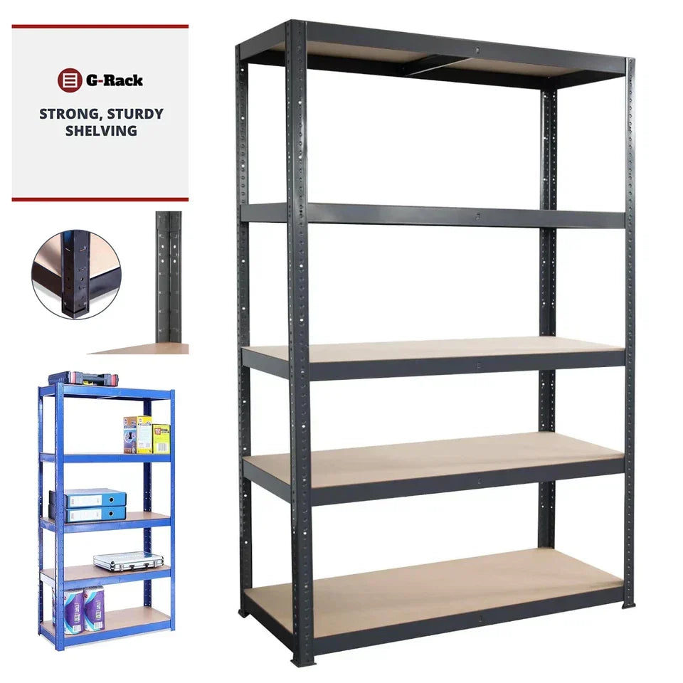 180x90x60cm Garage Shelving Units Single Bay 5 Tier Shelf Unit