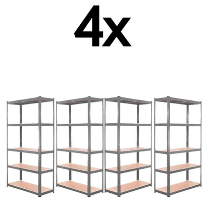 4x Metal 5 Tier Garage Shelves Shelving Unit Racking Storage 180 x 90 x 40cm