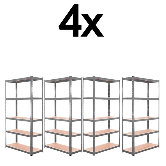 4x Metal 5 Tier Garage Shelves Shelving Unit Racking Storage 180 x 90 x 40cm