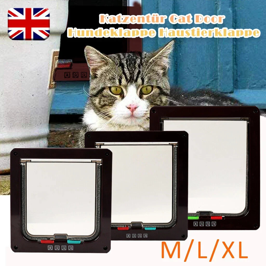 4 way Pet Door Locking Large Extra Large Dog Cat Flap Magnetic Door Frame Corbycart