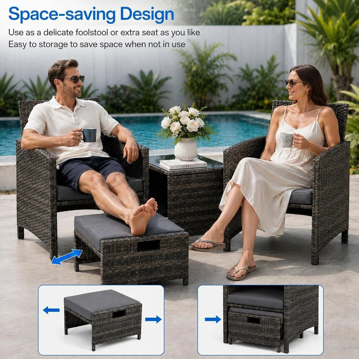5 Piece Rattan Garden Furniture Patio Sofa Chairs Table Outdoor Conservatory Set CorbyCart