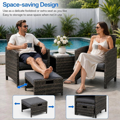 5 Piece Rattan Garden Furniture Patio Sofa Chairs Table Outdoor Conservatory Set CorbyCart