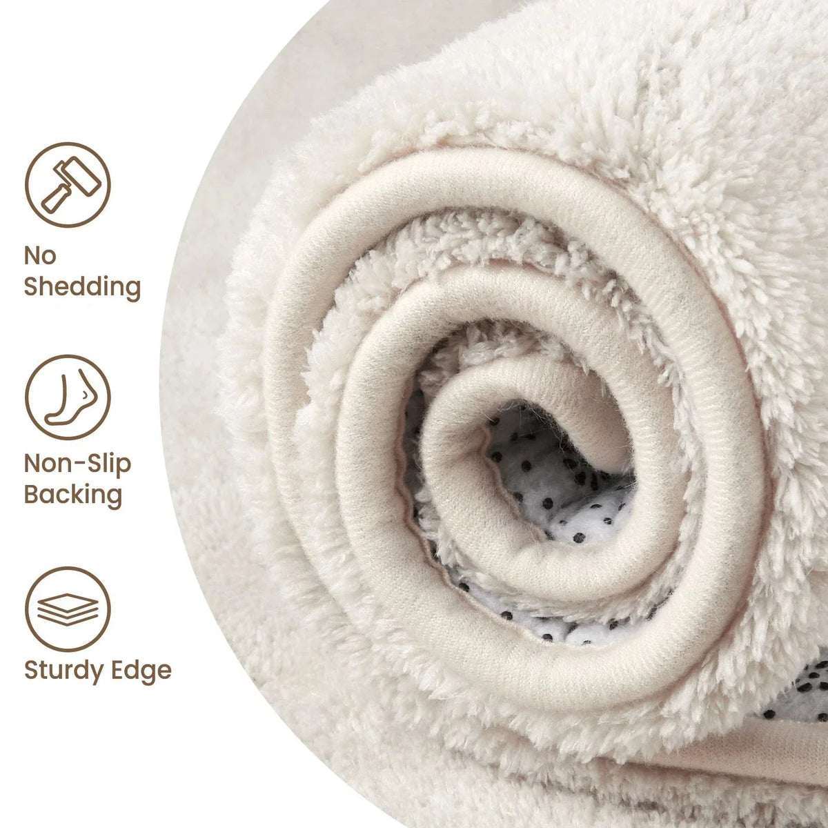 Cream Fluffy Anti-Slip Mat Living Room Bedroom Rug Carpet CorbyCart