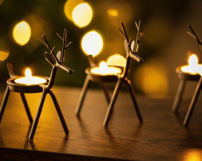 6x Christmas Reindeer Tea Light Candle Holders & Tealights Xmas Home Decor Gift CorbyCart