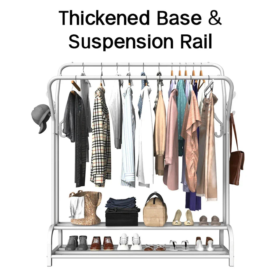 Heavy Duty Metal Double Rail Clothes Garment Hanging Rack Shelf Display Stand UK CorbyCart