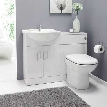 Bathroom Vanity Unit Furniture Suite Cabinet Toilet Basin Back To Wall WC 1050mm CorbyCart