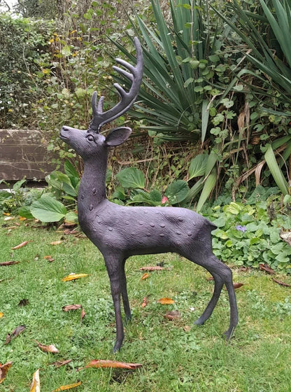 Aluminium Stag Garden Sculpture Ornament Cast Aluminium With Aged Finish Corbycart