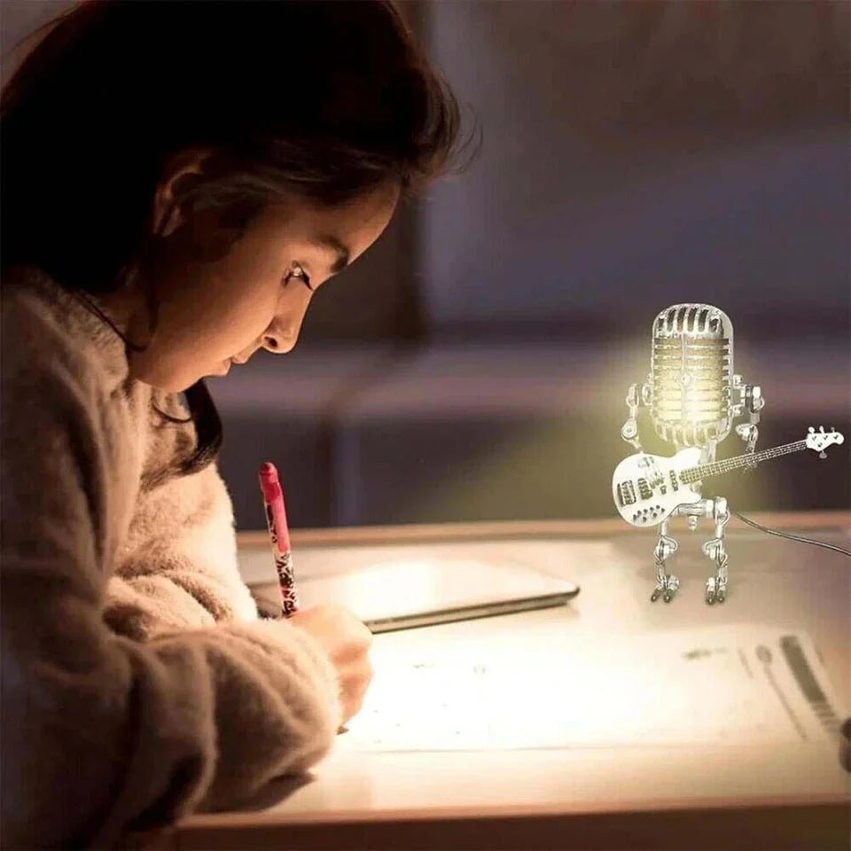 Retro Microphone Robot Desk Lamp LED Table Light Steampunk Ornament Decor Gifts Corbycart