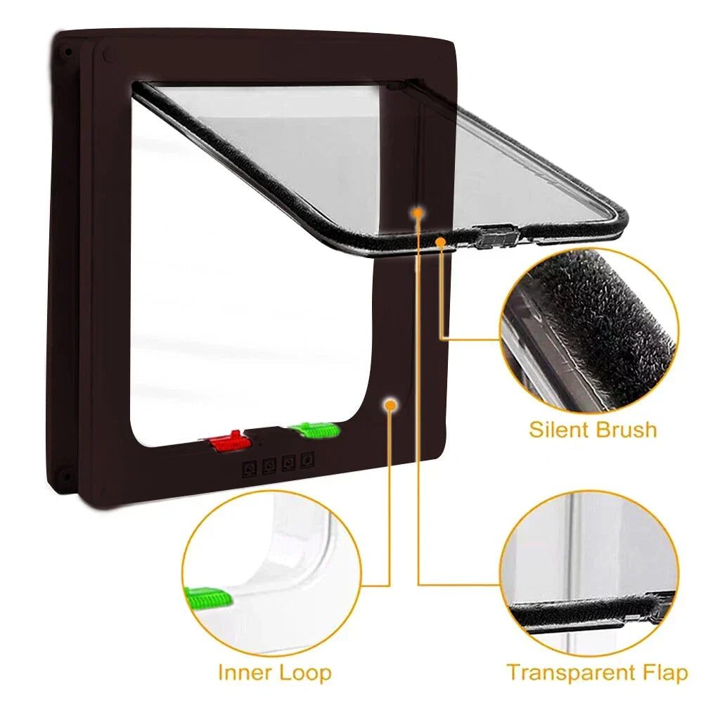 4 way Pet Door Locking Large Extra Large Dog Cat Flap Magnetic Door Frame Corbycart