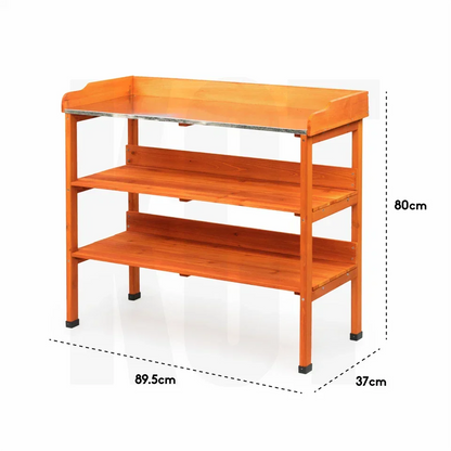 Wooden Greenhouse Potting Work Bench Garden Workstation Staging Table Shelving Corbycart