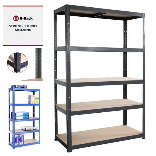 180x120x60cm Garage Shelving Units Single Bay 5 Tier Shelf Unit