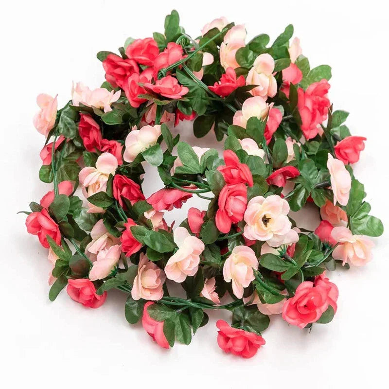 6pcs pink 48 FT Flower Garland Fake Rose Vine Artificial Flowers Hanging decor Corbycart