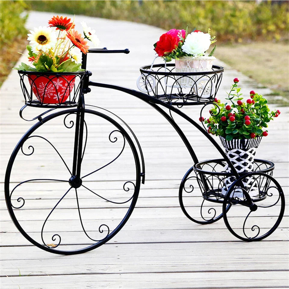 Bicycle Planter Metal Plant Stand Garden Bike Flower Pot Cart Holder Basket Deco Corbycart