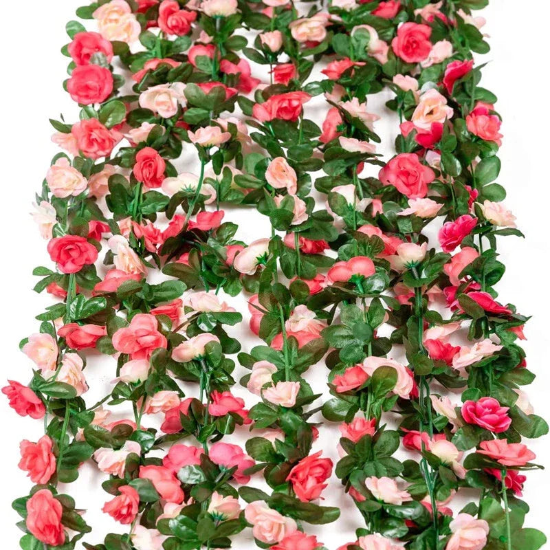 6pcs pink 48 FT Flower Garland Fake Rose Vine Artificial Flowers Hanging decor Corbycart