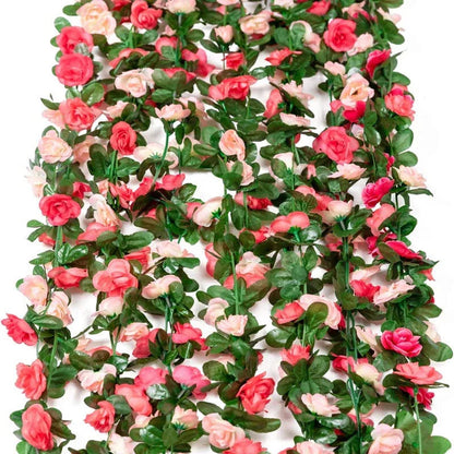 6pcs pink 48 FT Flower Garland Fake Rose Vine Artificial Flowers Hanging decor Corbycart