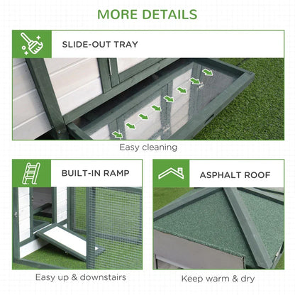 Wood Chicken Coop Pet Poultry Hen House Back yard with Nesting Box Ramp Run