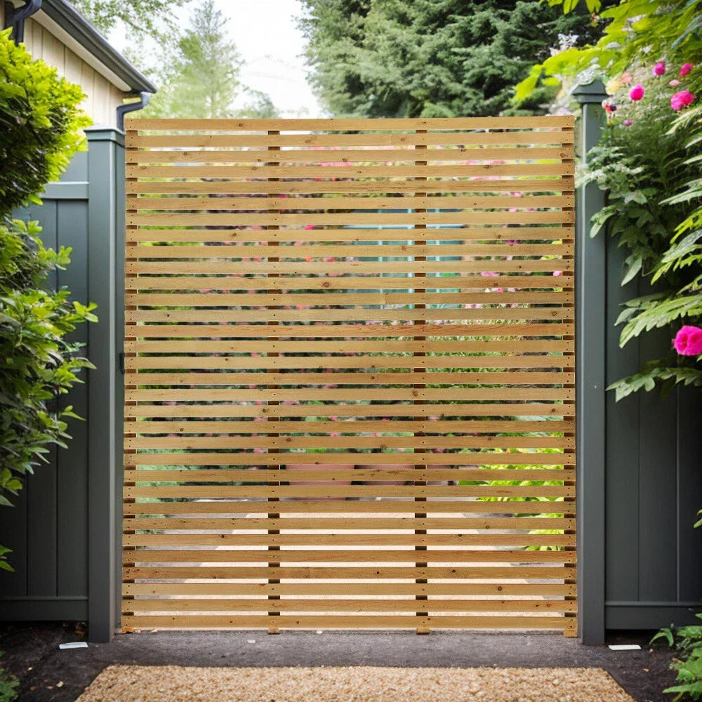 6ft Contemporary Slatted Rough Sawn Treated Fence Panel Corbycart