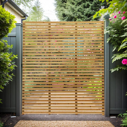 6ft Contemporary Slatted Rough Sawn Treated Fence Panel Corbycart