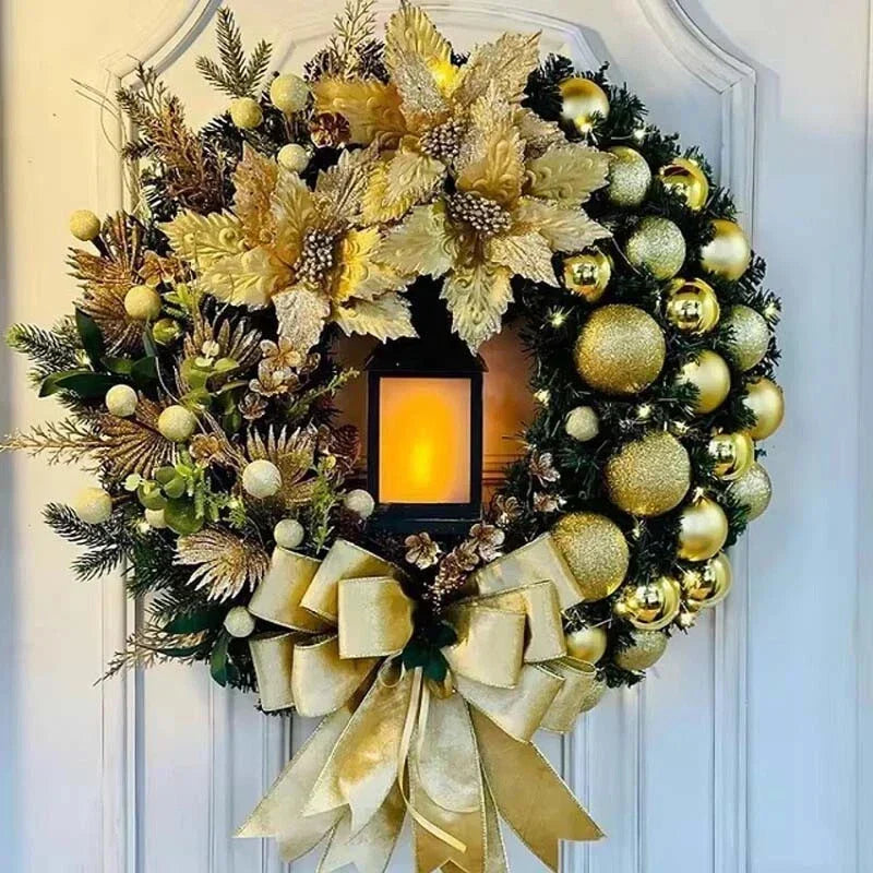 30cm Christmas Wreath Decor Artificial Bowknot Garland for Home Front Door Xmas CorbyCart