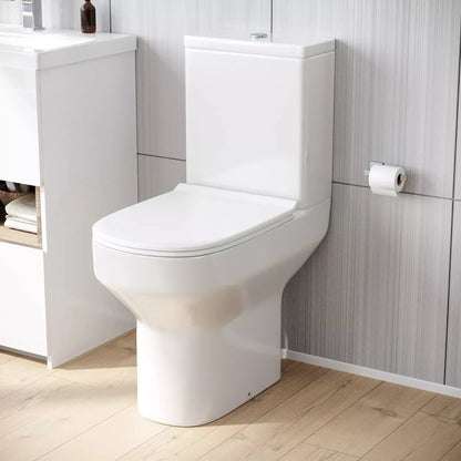 Nes Home Modern Comfort Height Close Coupled Toilet & Cistern & Soft Close Seat CorbyCart