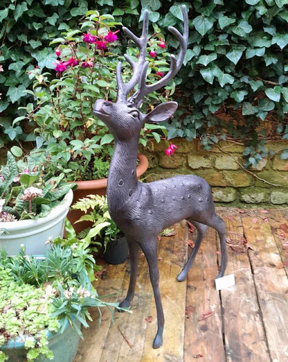 Aluminium Stag Garden Sculpture Ornament Cast Aluminium With Aged Finish Corbycart