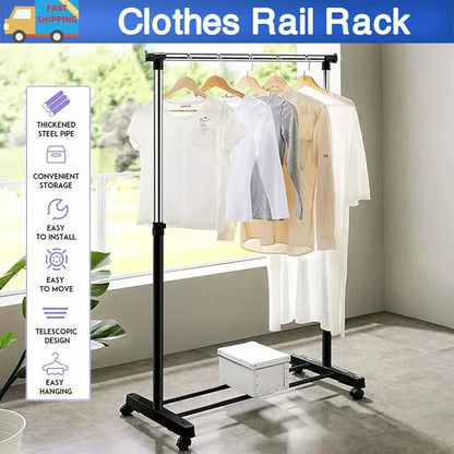 Metal Clothes Rail Storage Garment Shelf Hanging Display Stand Rack CorbyCart