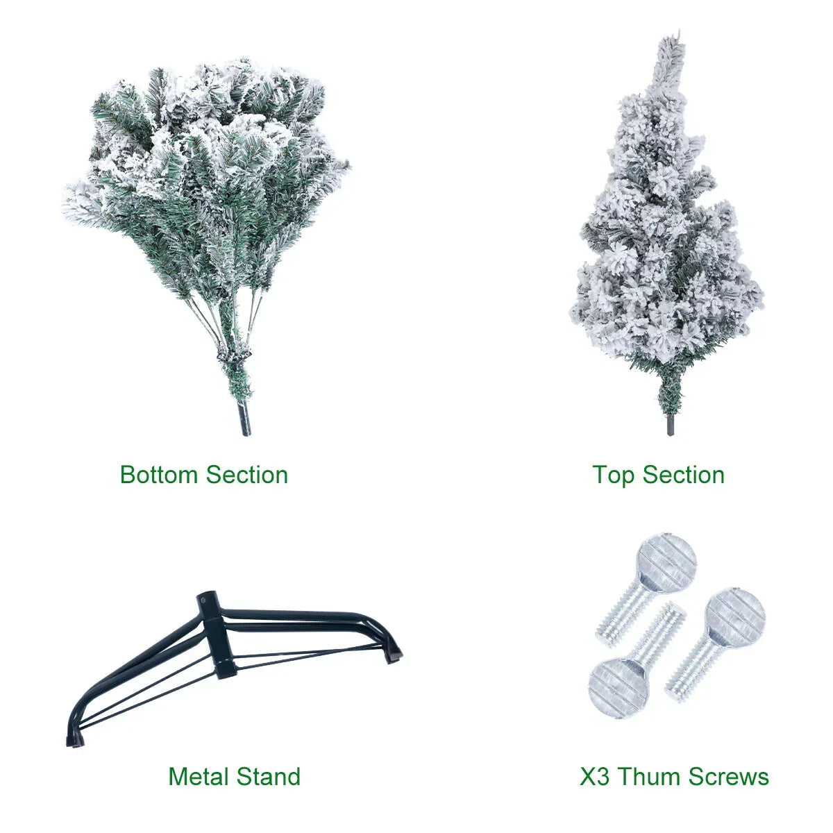 5/6FT Snow Flocked Christmas Tree Bushy Branch Xmas Home Decoration In&Outdoor CorbyCart