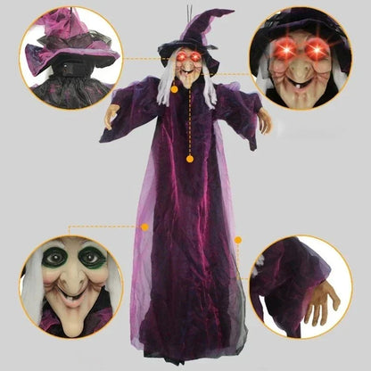 Halloween Life Size Talking Witch Animated Spooky Animatronic Witch Scary Decor