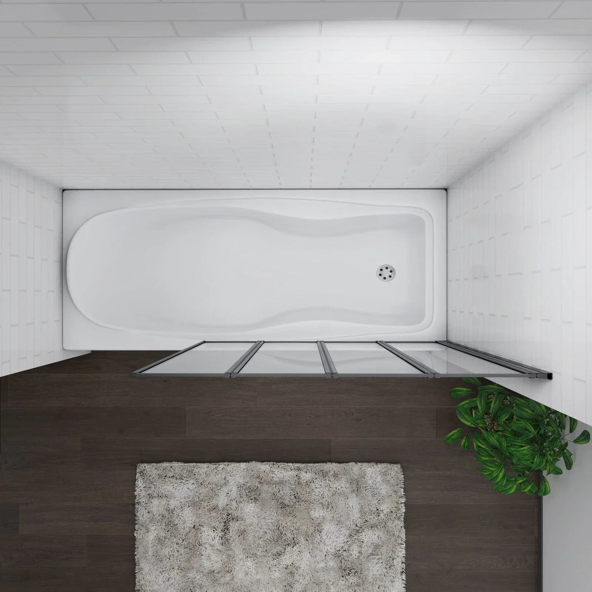 Matt Black 4 Fold Folding Bath Screen Shower Bathroom 4mm Glass Panel 900x1400 CorbyCart