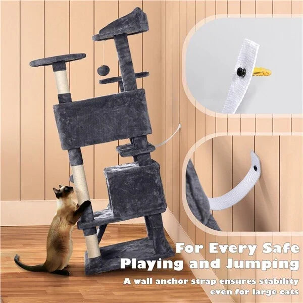 Cat Tree Cat Tower Cat Condo with Scratching Posts & Ladder for Cats Kittens Corbycart
