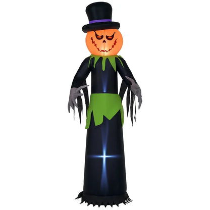 8FT Tall Halloween Inflatable Pumpkin Ghost in A Hat