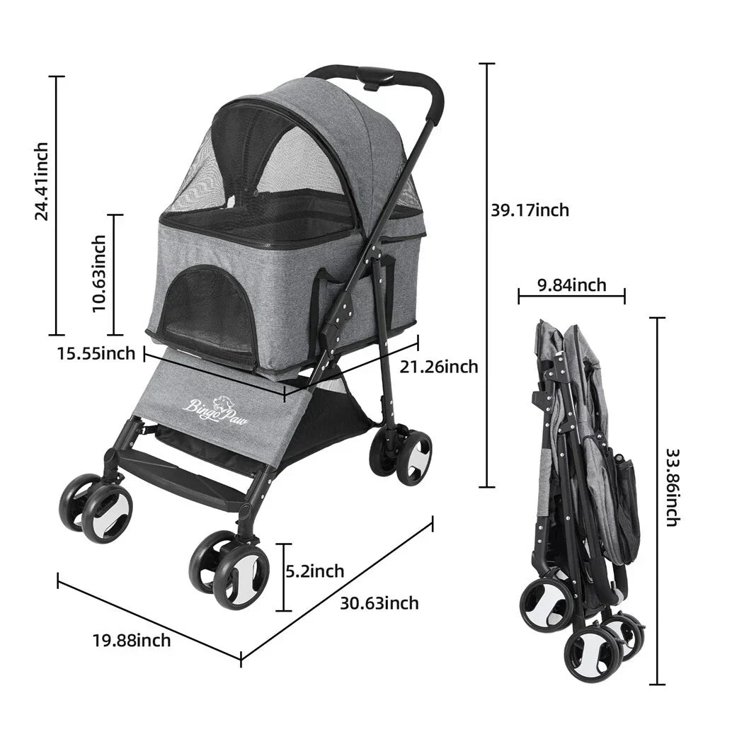 XXL Pet Stroller Pram Dog Carrier Trailer Stroller Travel Walk Carrier Load 30kg Corbycart