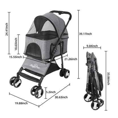 XXL Pet Stroller Pram Dog Carrier Trailer Stroller Travel Walk Carrier Load 30kg Corbycart