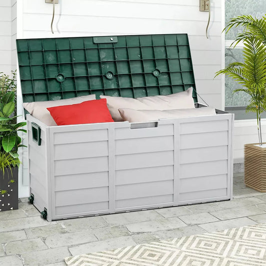 LARGE PLASTIC GARDEN STORAGE BOX OUTDOOR WATERPROOF DECK CONTAINER Corbycart