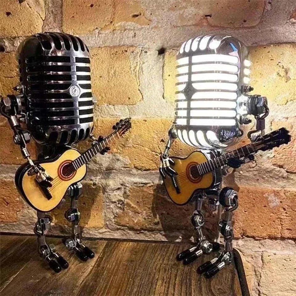 Retro Microphone Robot Desk Lamp LED Table Light Steampunk Ornament Decor Gifts Corbycart