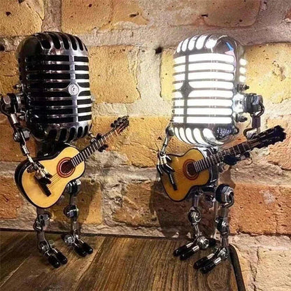 Retro Microphone Robot Desk Lamp LED Table Light Steampunk Ornament Decor Gifts Corbycart