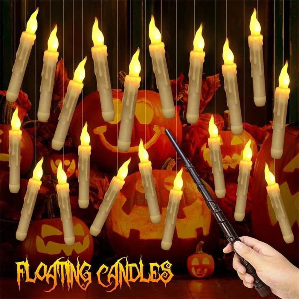 12PCS Floating Candles Halloween Hanging Harry Potter LED Candles Warm White CorbyCart