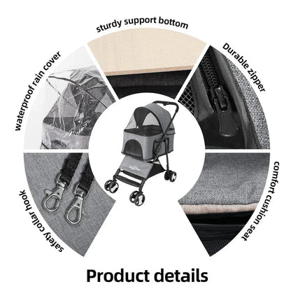XXL Pet Stroller Pram Dog Carrier Trailer Stroller Travel Walk Carrier Load 30kg Corbycart