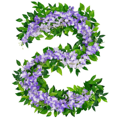 2X7FT Artificial Wisteria Vine Garland Foliage Flower Plant Trailing Home Decor Corbycart