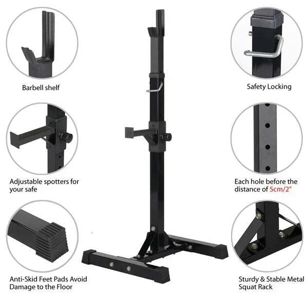 Squat Racks Barbell Rack Stand Adjustable Olympic Weight Bench Press Home Gym CorbyCart