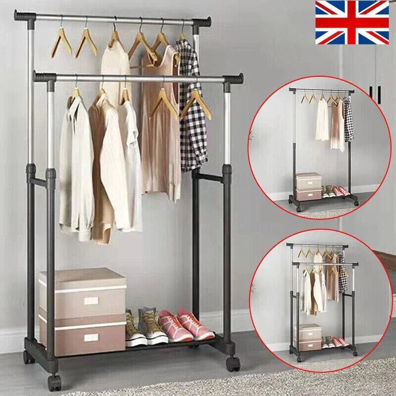 Metal Clothes Rail Storage Garment Shelf Hanging Display Stand Rack CorbyCart