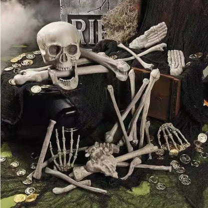 28PCS Bag of Bones Human Skull Skeleton Halloween Scary Pirate Party Decoration CorbyCart