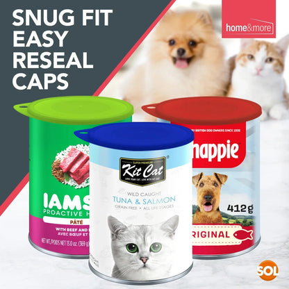6 Plastic Can Lids Reusable Pet Food Caps Covers Dog Cat Tin Tops Fresh Storage CorbyCart