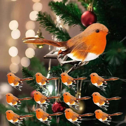 6/12x Clip On Christmas Robins Cute Festive Xmas Tree Bird Decoration Ornament CorbyCart