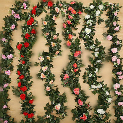 2.5m Artificial Flower Silk Rose Leaf Garland Vine Ivy Home Wedding Garden Corbycart