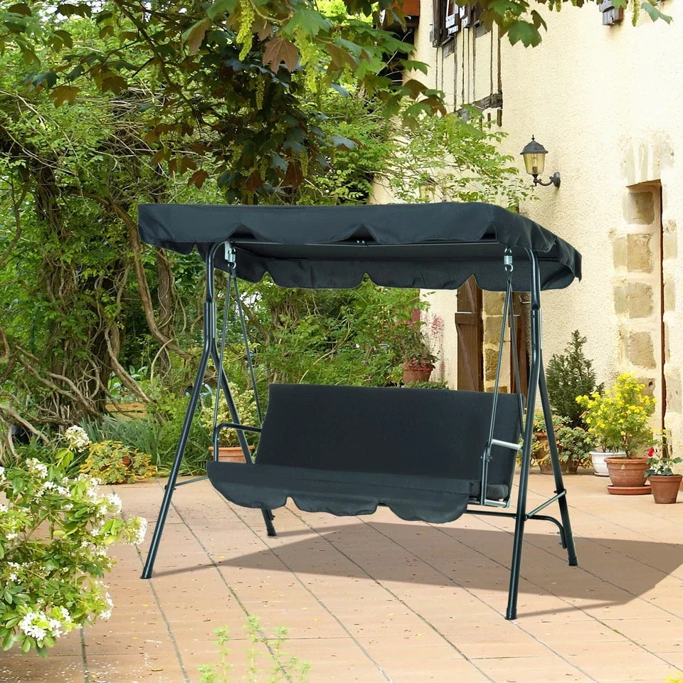 Garden Hammock Swing Chair 3 Seater Bench Canopy Patio Cushion Outdoor Strattore