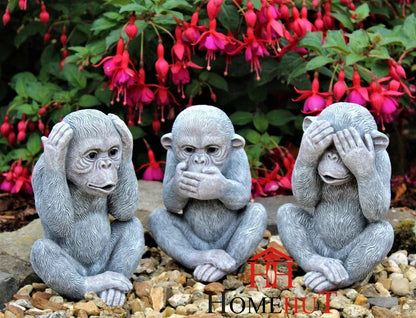 3 Wise Monkey Garden Ornaments See, Speak, Hear No Evil Monkey Corbycart